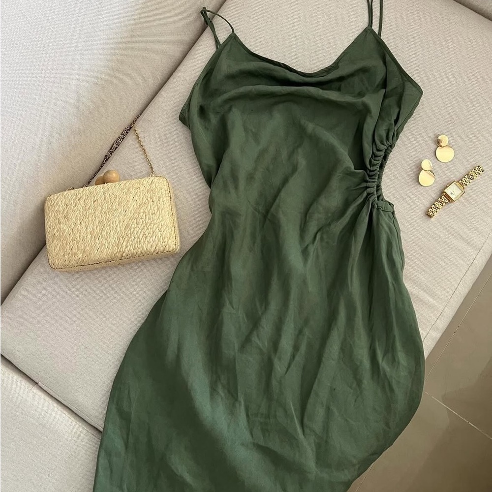Zara Olive Green Midi Dress